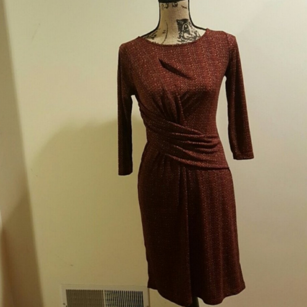 NWT Talbots Patterned Faux Wrap Dress Small Petite